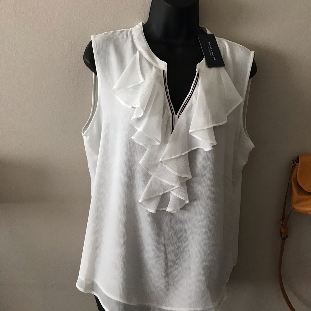 White Tommy Hilfiger Sleeveless Blouse